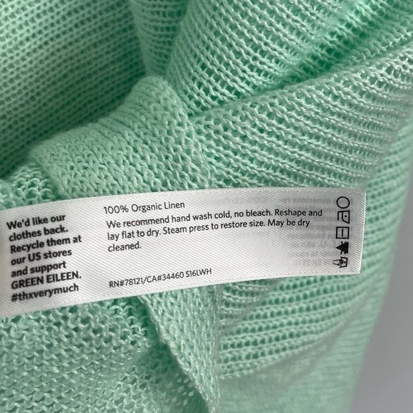Eileen Fisher Organic Linen Open Knit Top M Boxy Slouchy Dolman Sleeve Sweeter - Picture 13 of 15
